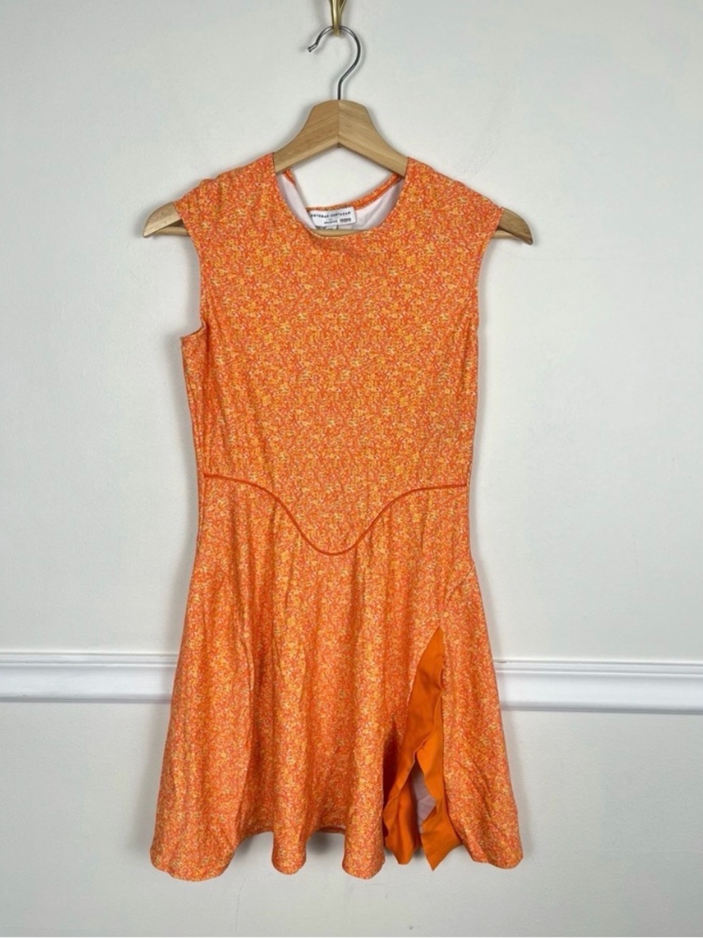Mini Dress in Coral Orange - Sleek Sleeveless A-Line